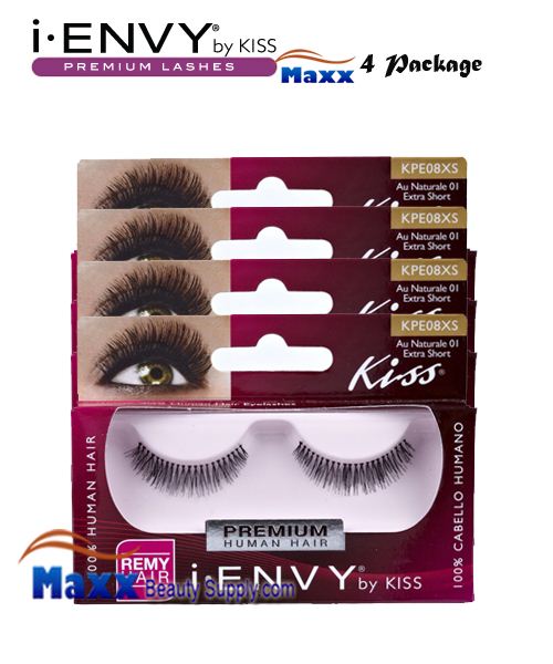 4 Package - Kiss i Envy Au Naturale 01 Eyelashes - KPE08XS - Extra Short